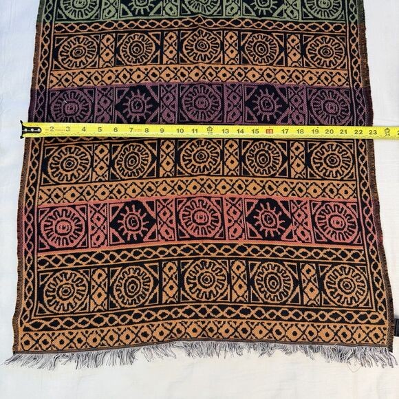Frye Tribal Aztec Knit Fringe Scarf Shawl 70x23 Boho Geometric Southwestern - Picture 4 of 6
